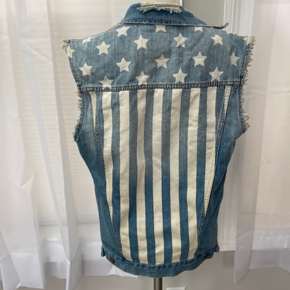 Standard Cloth Cut‎ Off Jean Vest stars and Stripes